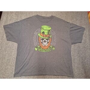 Harley Davidson Irish Leprechaun‎ Skull T Shirt Men's Cut Tag Dover OH 2-3 XL